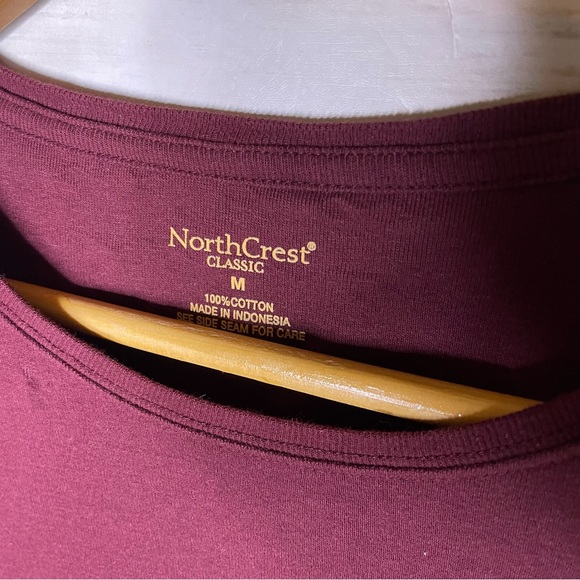 Northcrest Burgundy Maroon Aztec Shoulder Detail Long Sleeve Top M - Picture 3 of 5